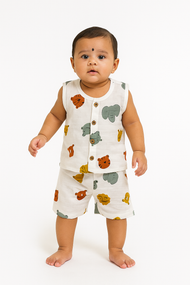 Safari Animals Muslin Jabla Set