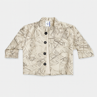 Beige Leaf Printed Boys Shirt