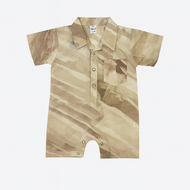 Beige Printed Shirt Romper for Boys