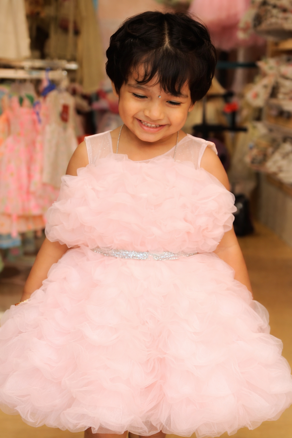 Blush Pink Ruffle Party Dress