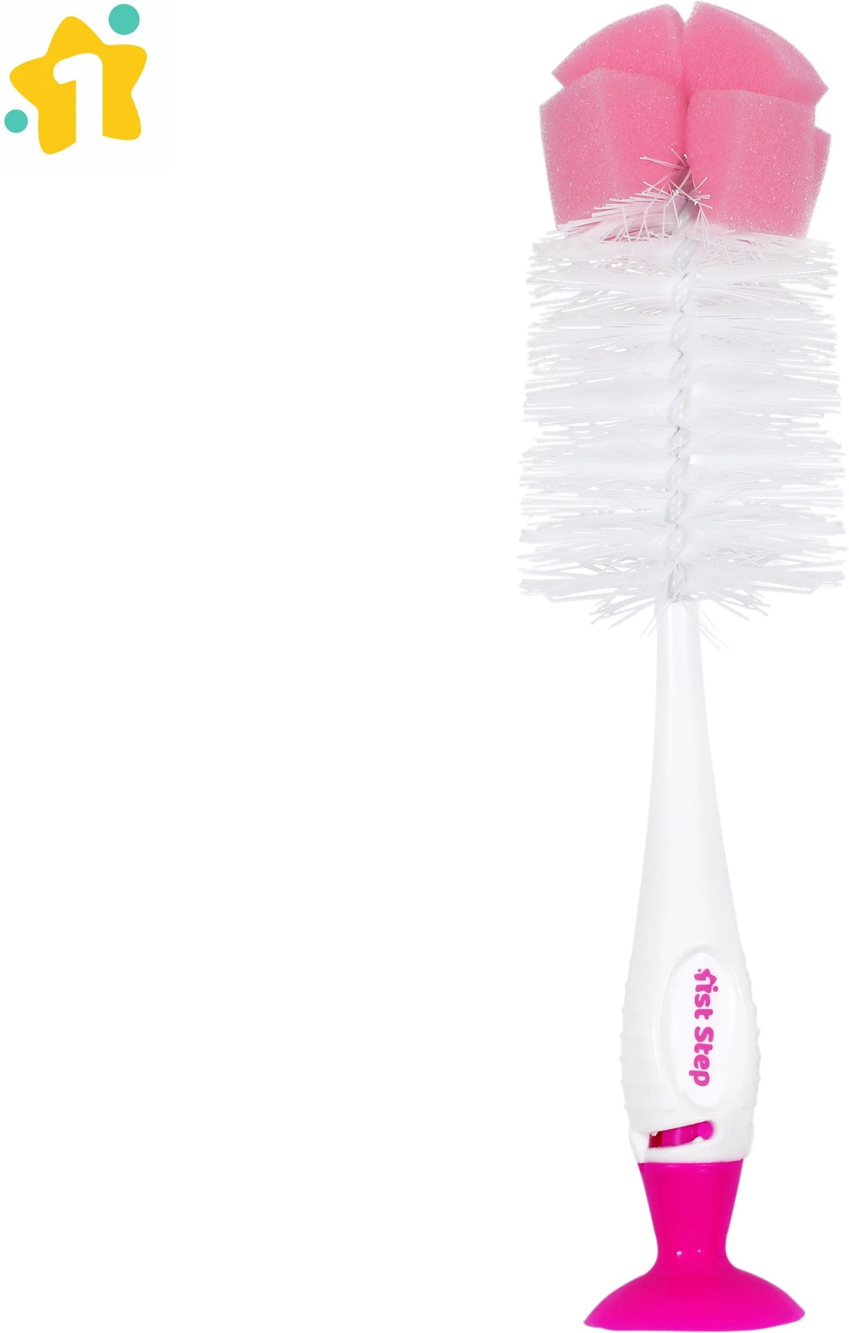 1st Step BPA Free Bottle And Nipple Cleaning Brush With Suction Base-Pink