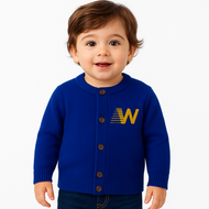 Alphabet W Embroidered Cardigan – Royal Blue