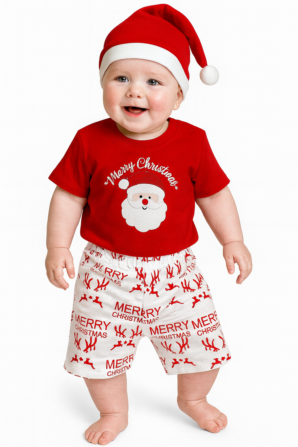 Baby Boy Santa T-Shirt & Shorts Set
