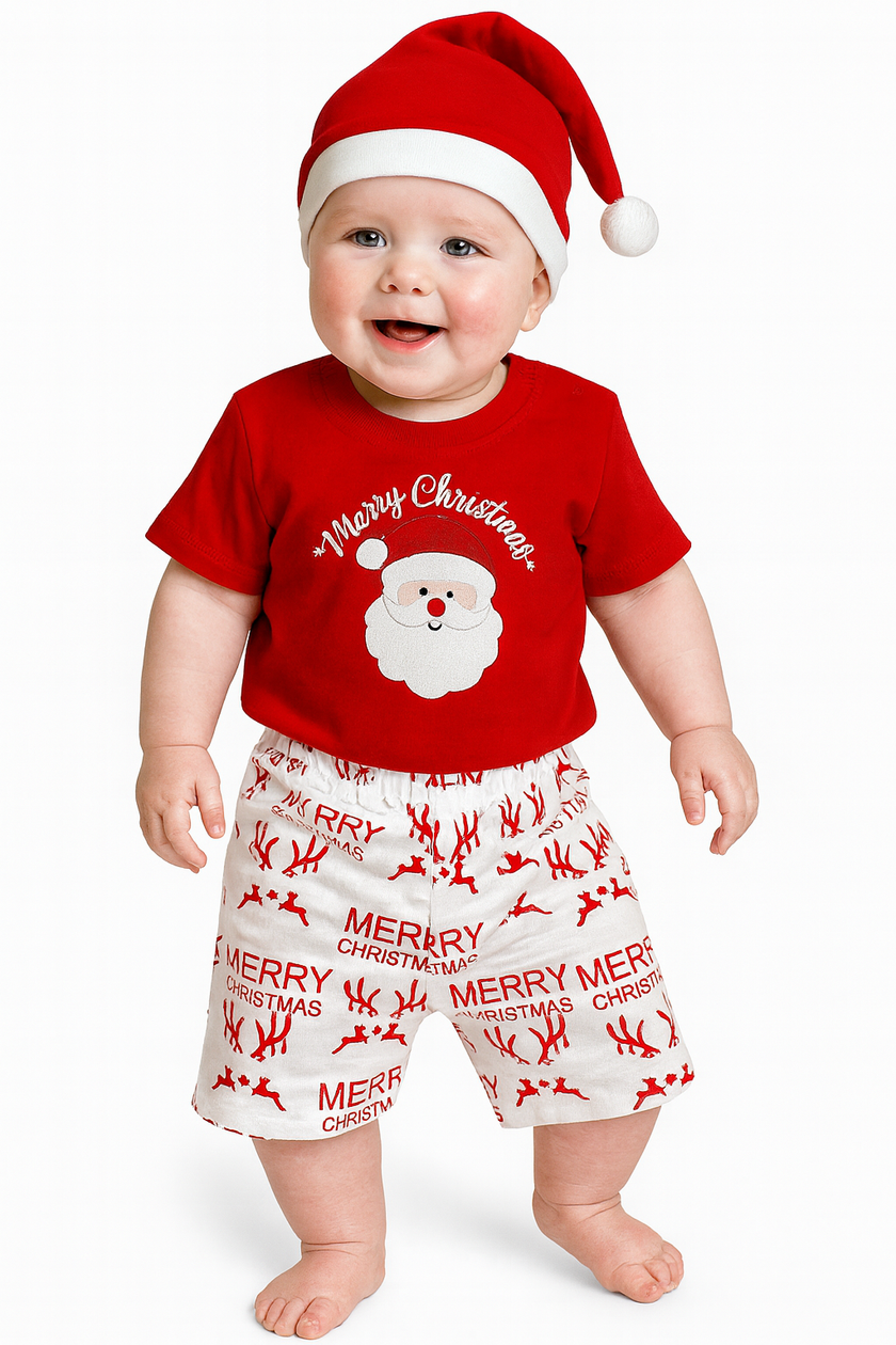 Baby Boy Santa T-Shirt & Shorts Set