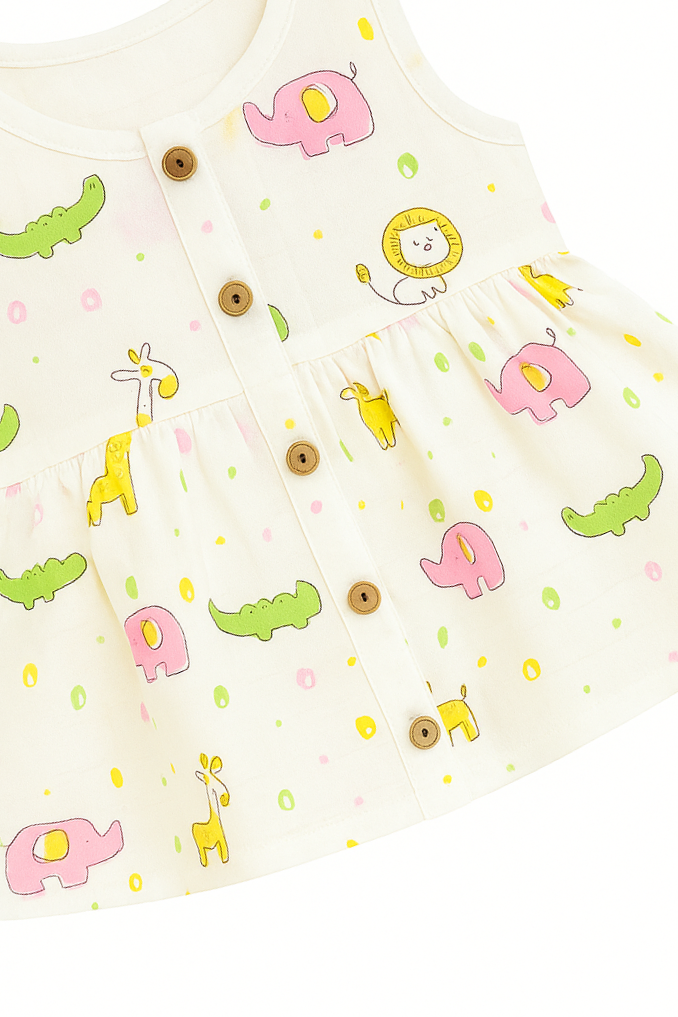 Jungle Friends Muslin Frock