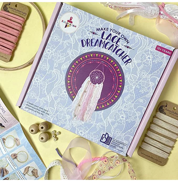 Kalakaram Pink Lace Dream Catcher Craft Kit: Unleash Your Creativity