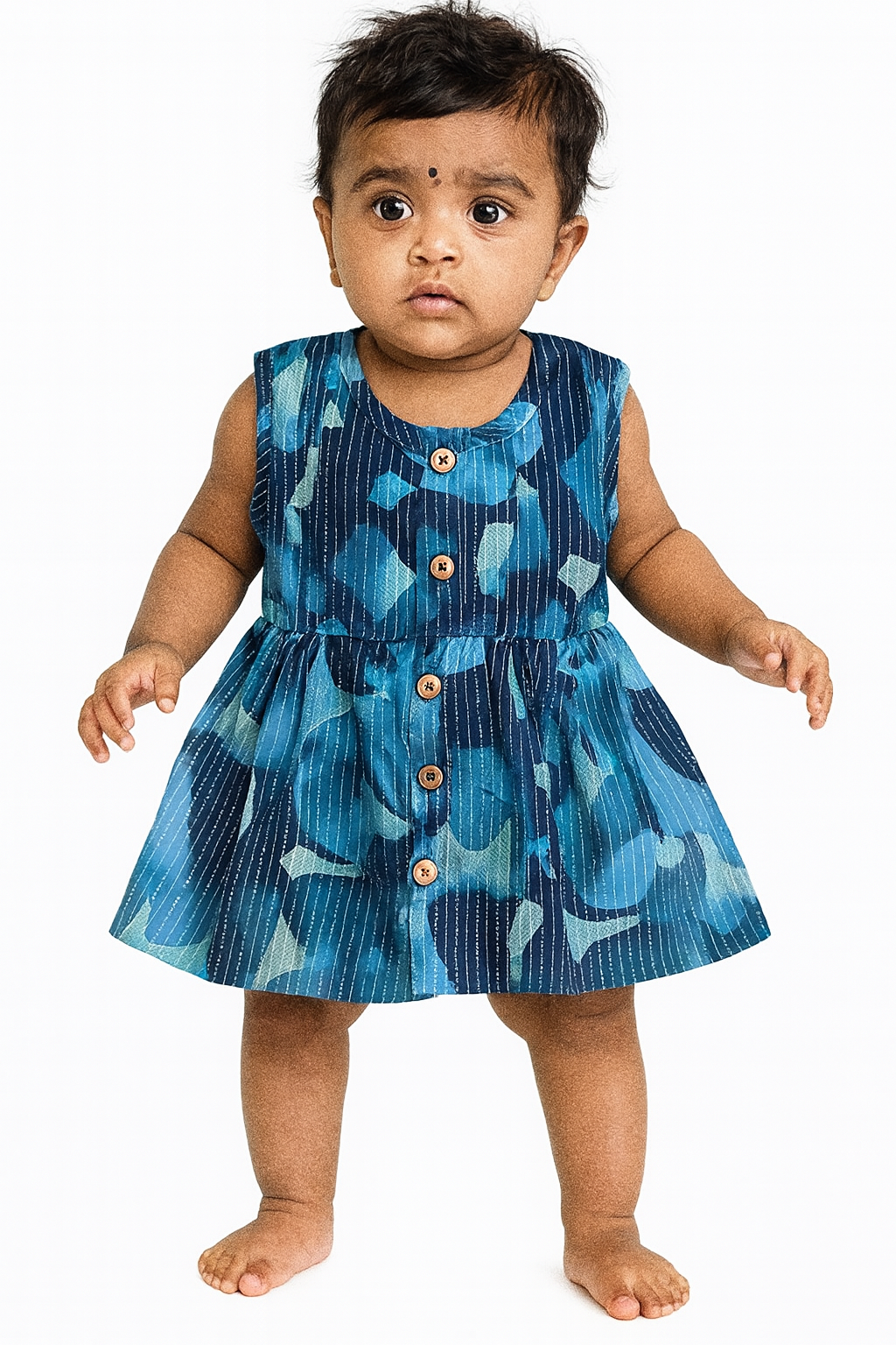 Navy Abstract Print Dress