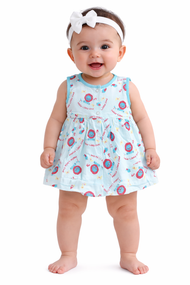 Aqua Lion Print Baby Frock