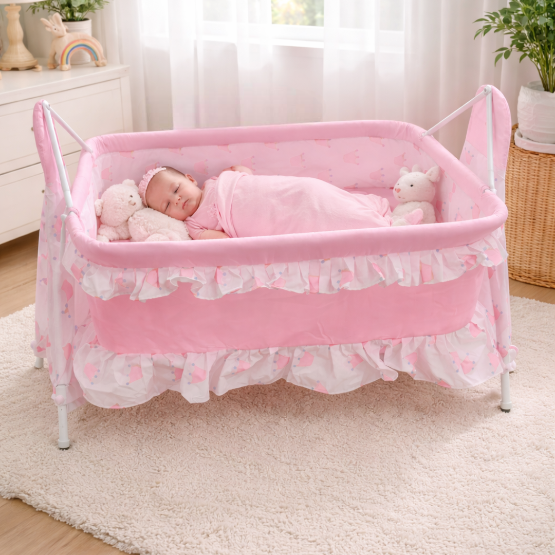 Pink Crown Baby Cradle