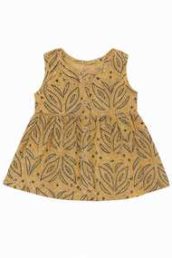 Yellow Leaf Print Dress
