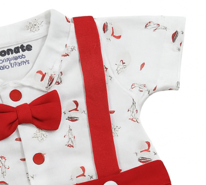 Baby Boy Santa Suspenders Romper Set