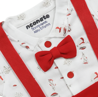Baby Boy Santa Suspenders Romper Set