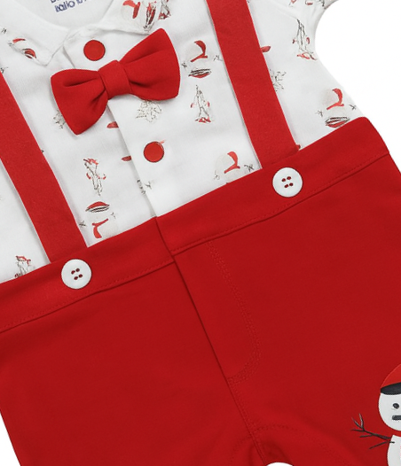 Baby Boy Santa Suspenders Romper Set