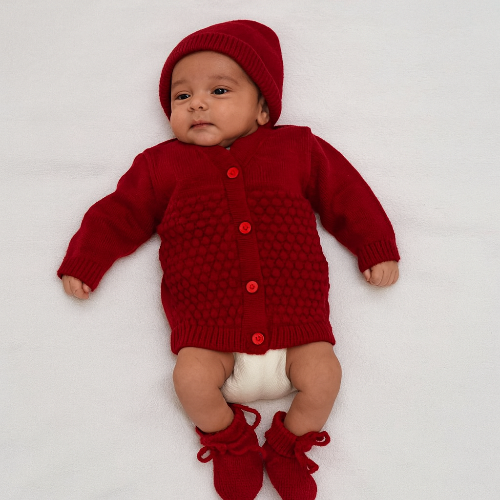 Red Wool Sweater Set - Mamadada