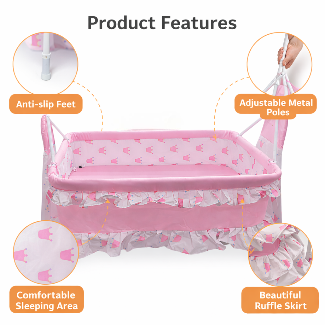 Pink Crown Baby Cradle