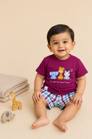 Boys’ Forest Friends T-Shirt & Checked Shorts Set