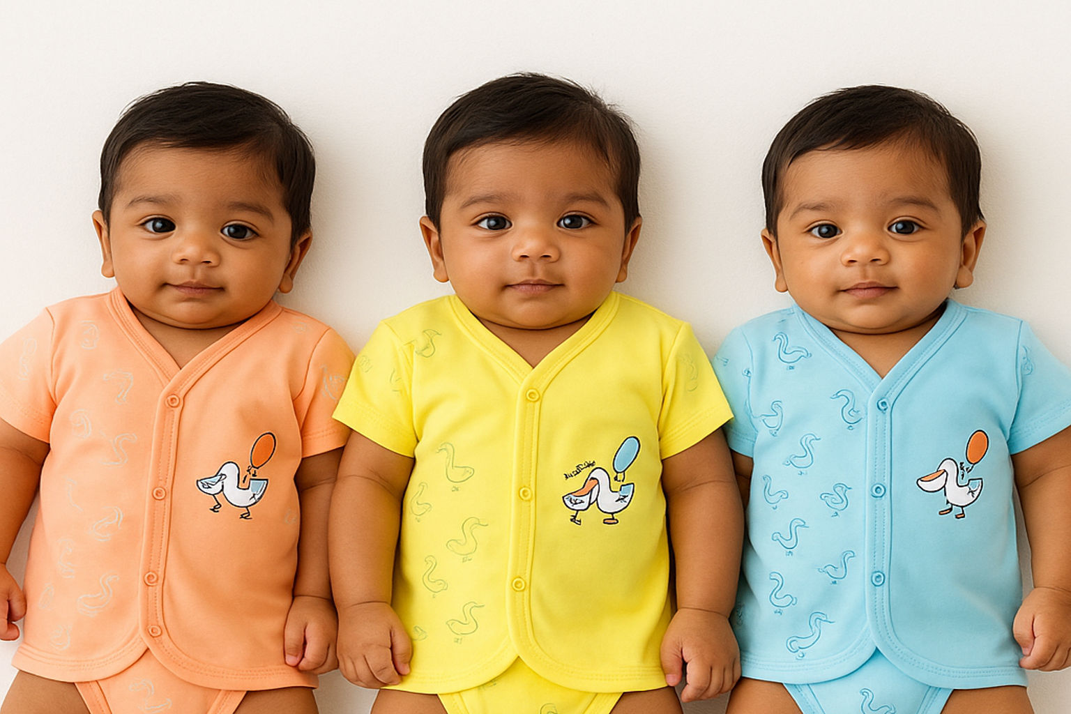 Duck Print Front-open Jabla (3-Pack)