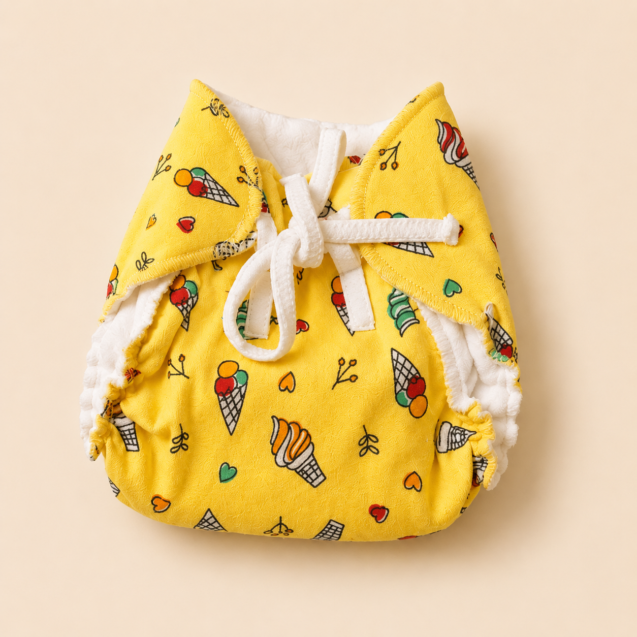 Premium Muslin Organic Cotton Knot Padded Nappy for Newborn Babies (0-3 Months)  Soft, Absorbent & Reusable