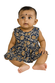 Navy Blue Block Print Dress