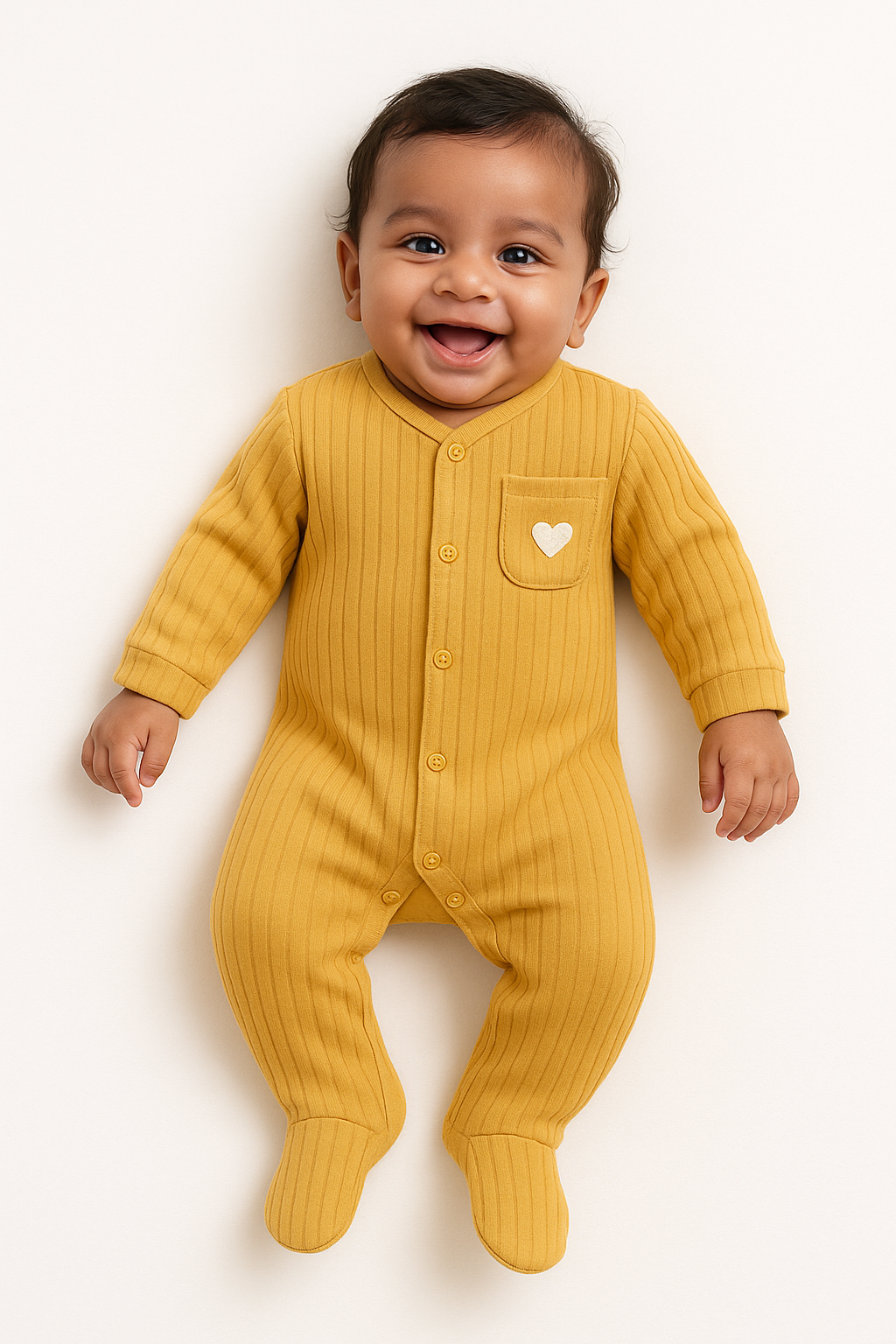 Mustard Ribbed Baby Romper