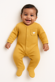 Mustard Ribbed Baby Romper