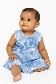 Sky Blue Floral Cotton Frock
