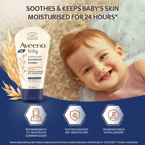 Aveeno Baby Soothing Relief Moisture Cream for Dry Skin 140g - Mamadada