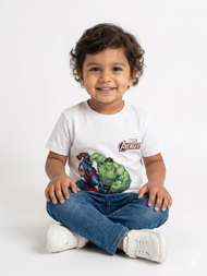 Marvel Avengers Boys White Half Sleeve Printed T-Shirt