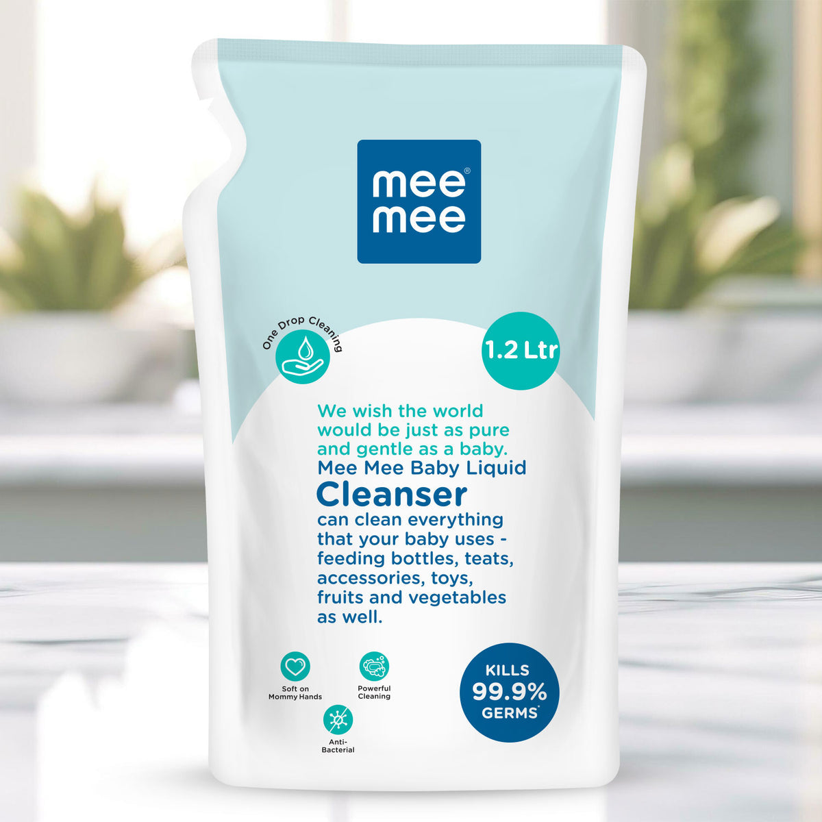 Mee Mee Anti-Bacterial Baby Liquid Cleanser – Gentle & Effective Refill Pack (1.2L)