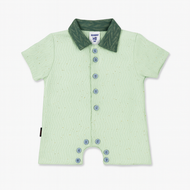 Mint Green Textured Romper with Contrast Collar