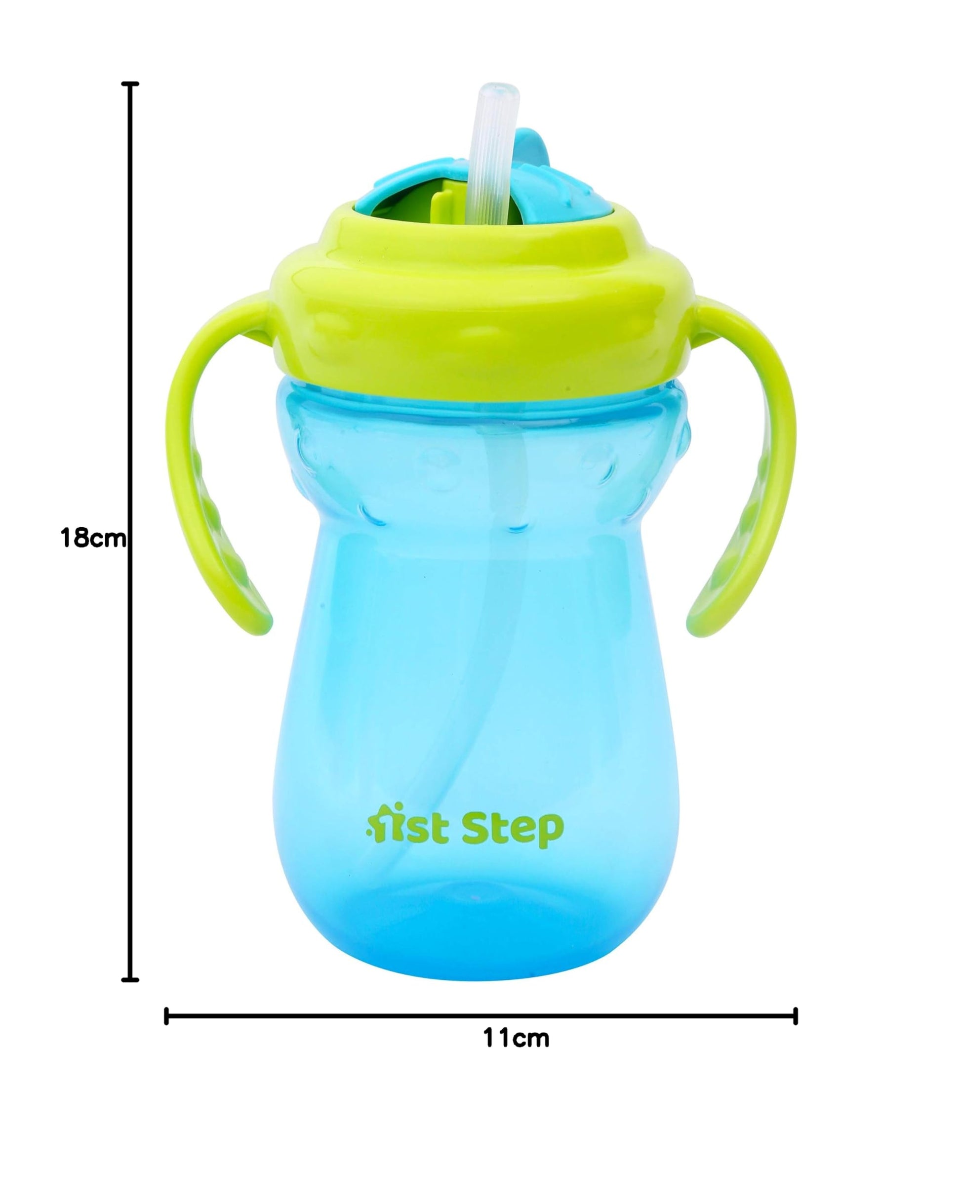 1st Step BPA Free Anti-Spill Soft Silicone Straw Baby Sipper Cup with Twin Handle- 360ml(Blue)