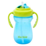 1st Step BPA Free Anti-Spill Soft Silicone Straw Baby Sipper Cup with Twin Handle- 360ml(Blue)