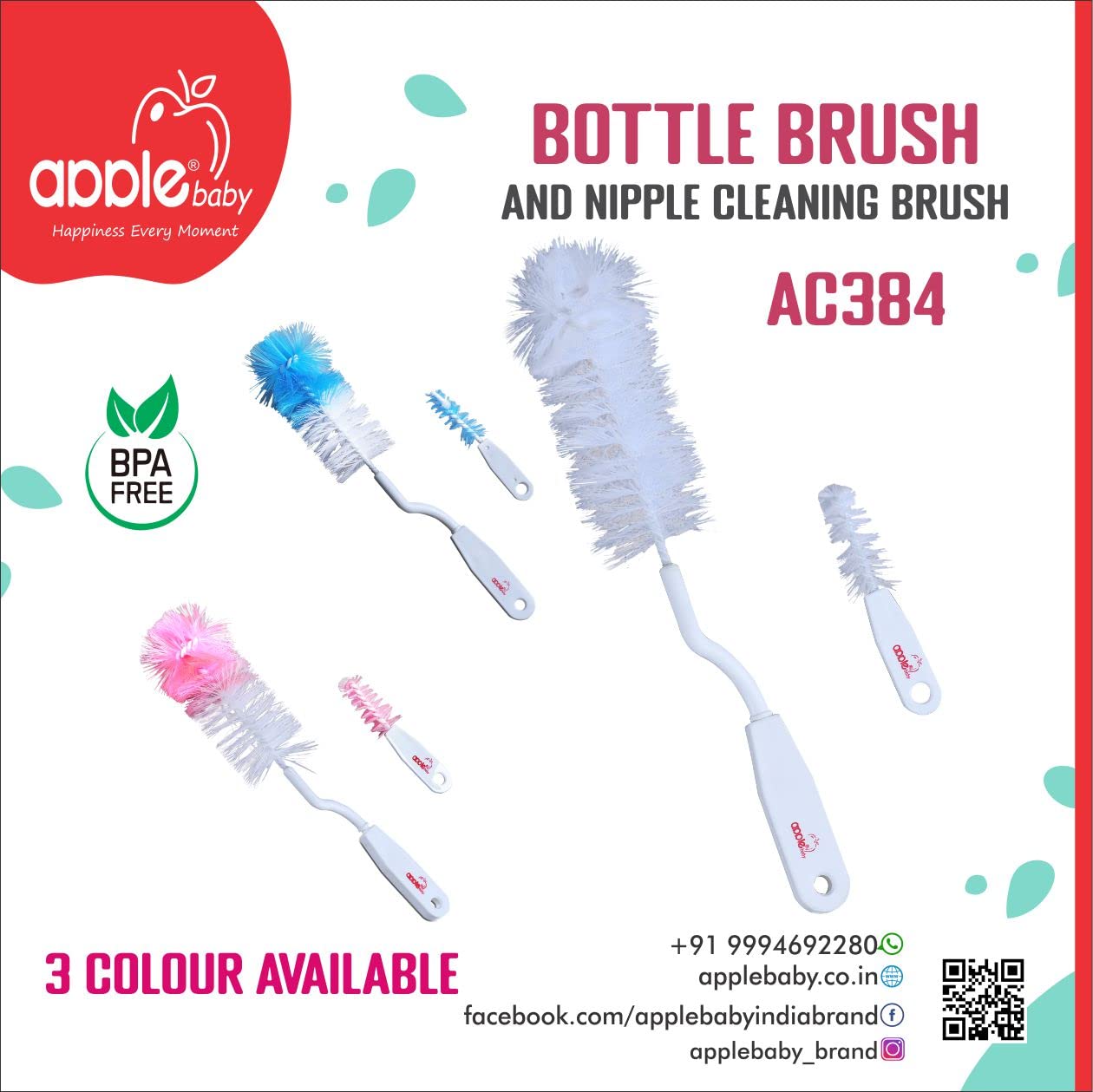 Apple Baby Bottle Brush for Babies & Kids