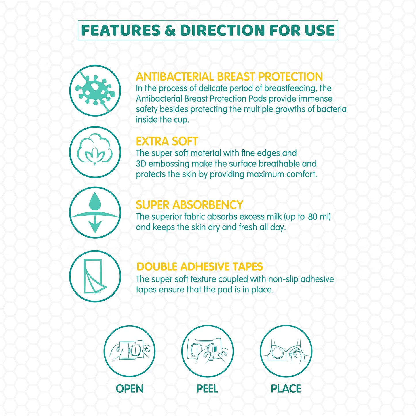 1st Step Honey Comb Lining, Super Absorbant Disposable Breast Pads - Mamadada