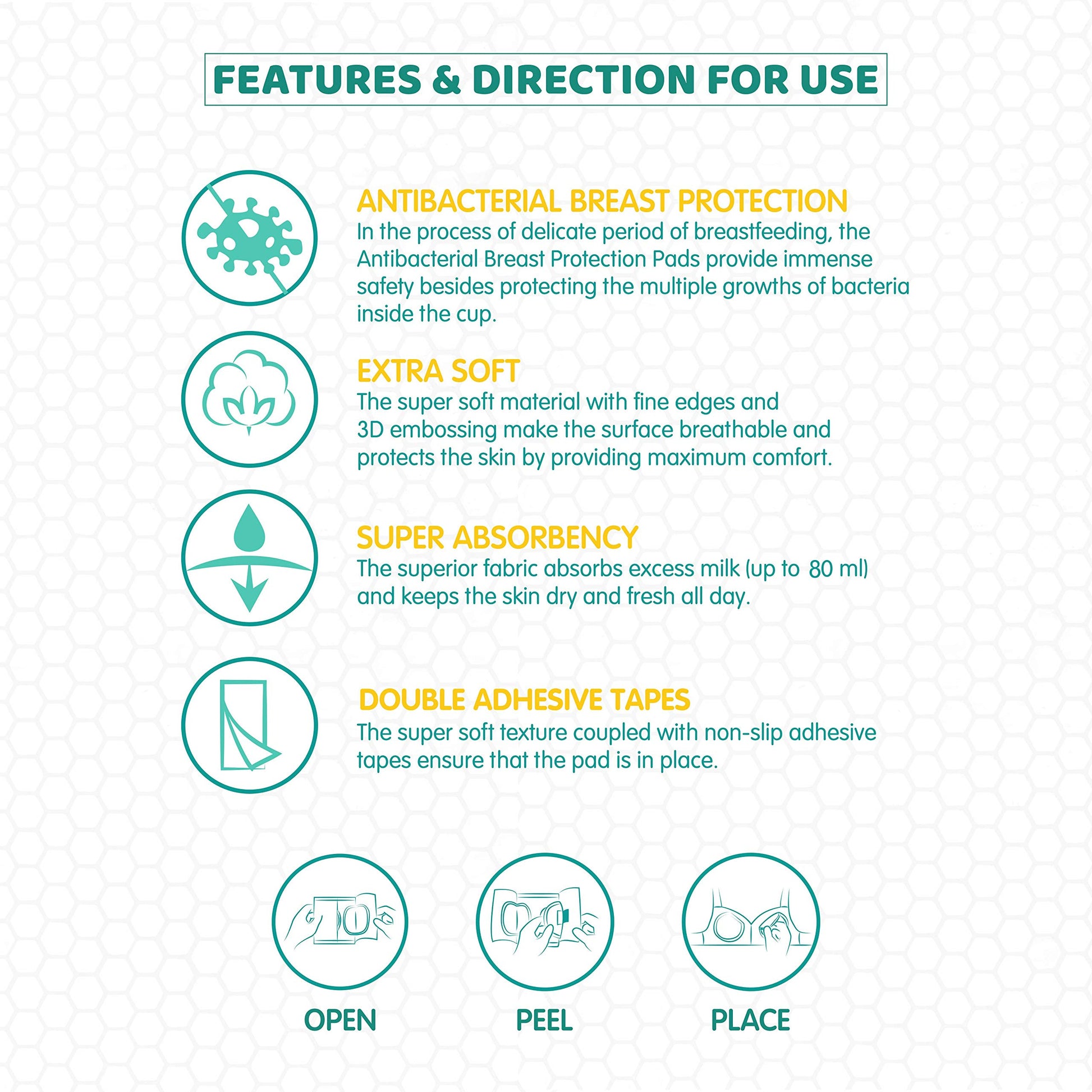 1st Step Honey Comb Lining, Super Absorbant Disposable Breast Pads