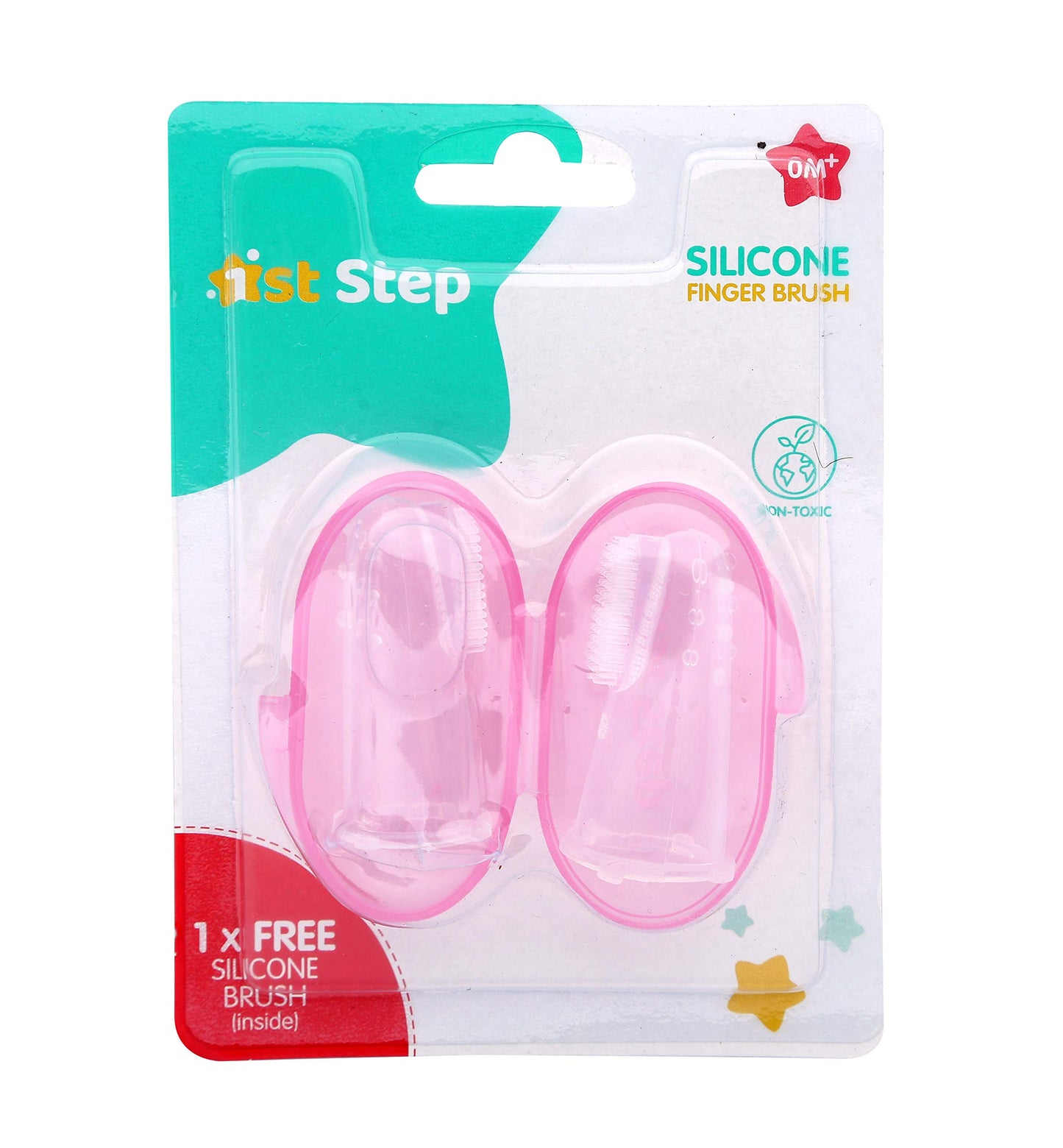 1st Step Silicone Finger Brush Pack of 2 With Carrying Case-Pink - Mamadada