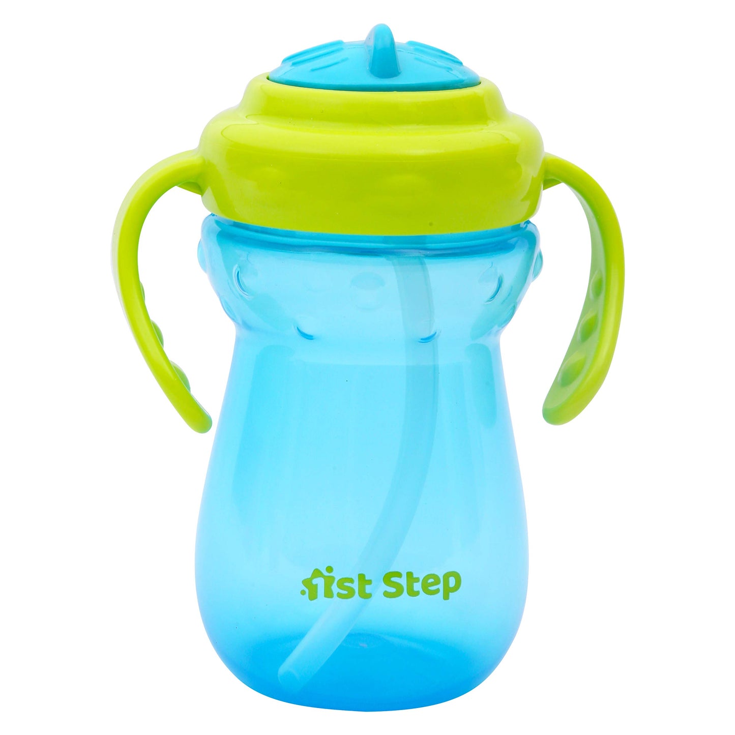 1st Step BPA Free Anti-Spill Soft Silicone Straw Baby Sipper Cup with Twin Handle- 360ml(Blue) - Mamadada