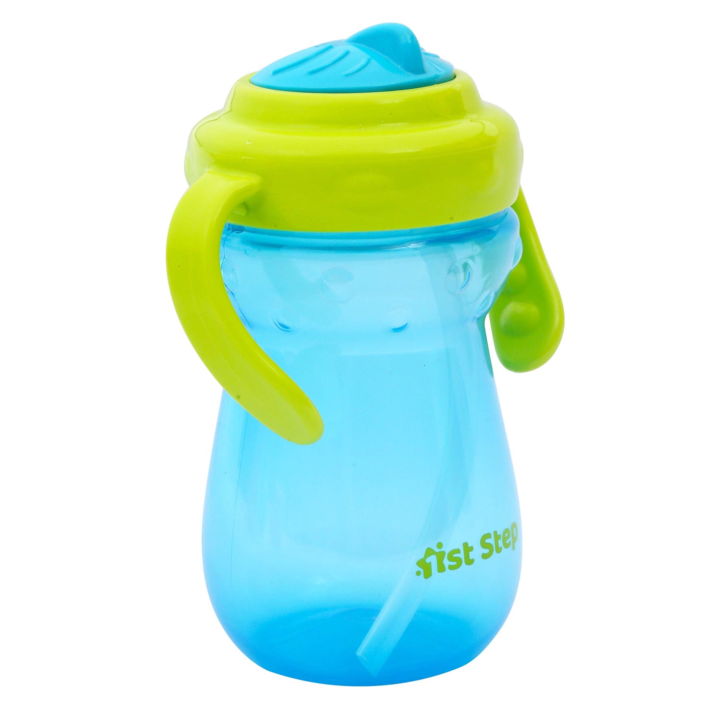 1st Step BPA Free Anti-Spill Soft Silicone Straw Baby Sipper Cup with Twin Handle- 360ml(Blue) - Mamadada