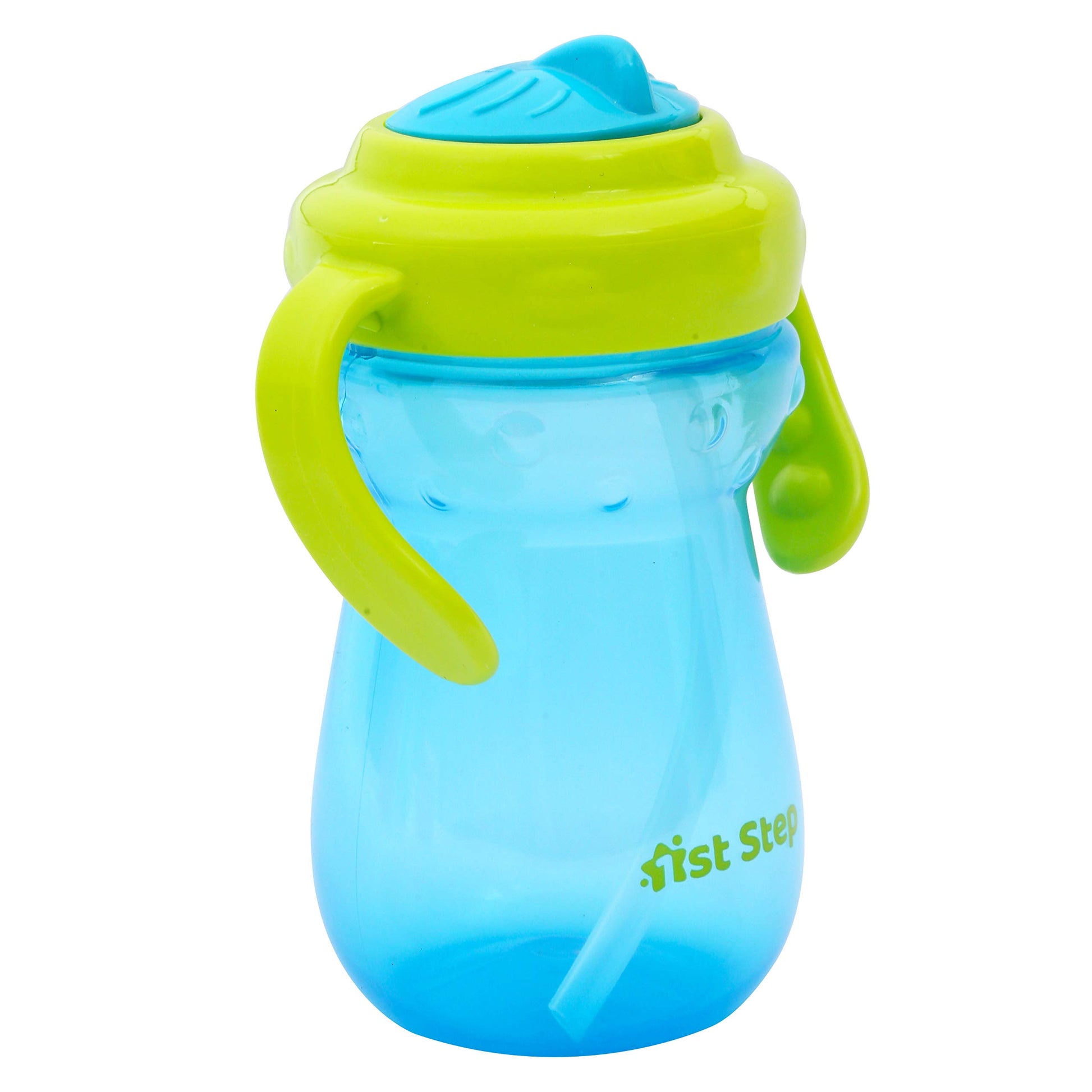 1st Step BPA Free Anti-Spill Soft Silicone Straw Baby Sipper Cup with Twin Handle- 360ml(Blue)
