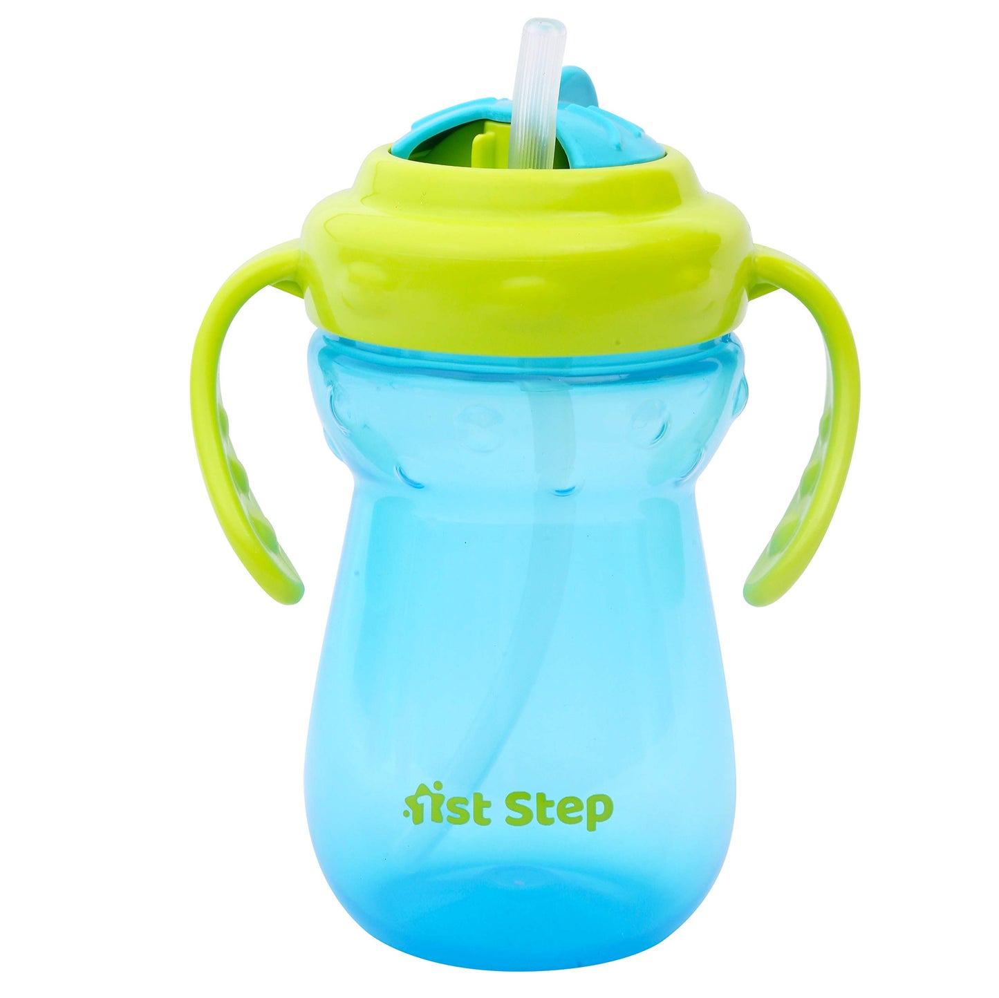 1st Step BPA Free Anti-Spill Soft Silicone Straw Baby Sipper Cup with Twin Handle- 360ml(Blue) - Mamadada