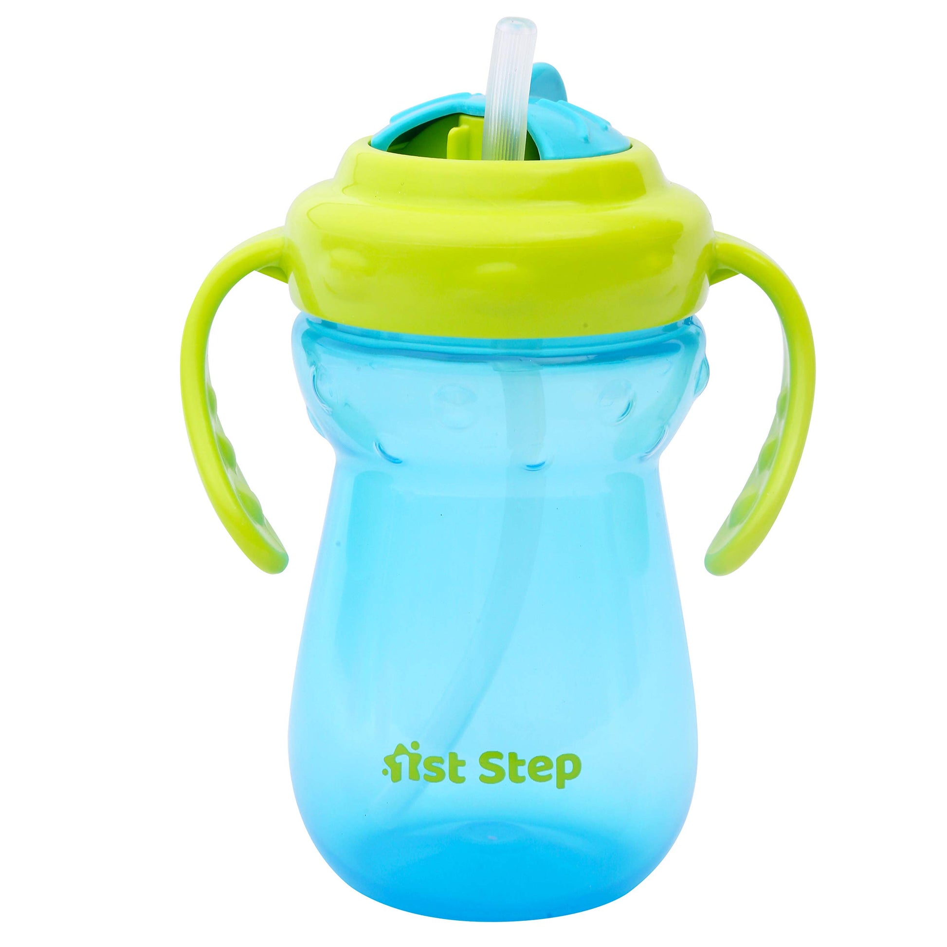 1st Step BPA Free Anti-Spill Soft Silicone Straw Baby Sipper Cup with Twin Handle- 360ml(Blue)