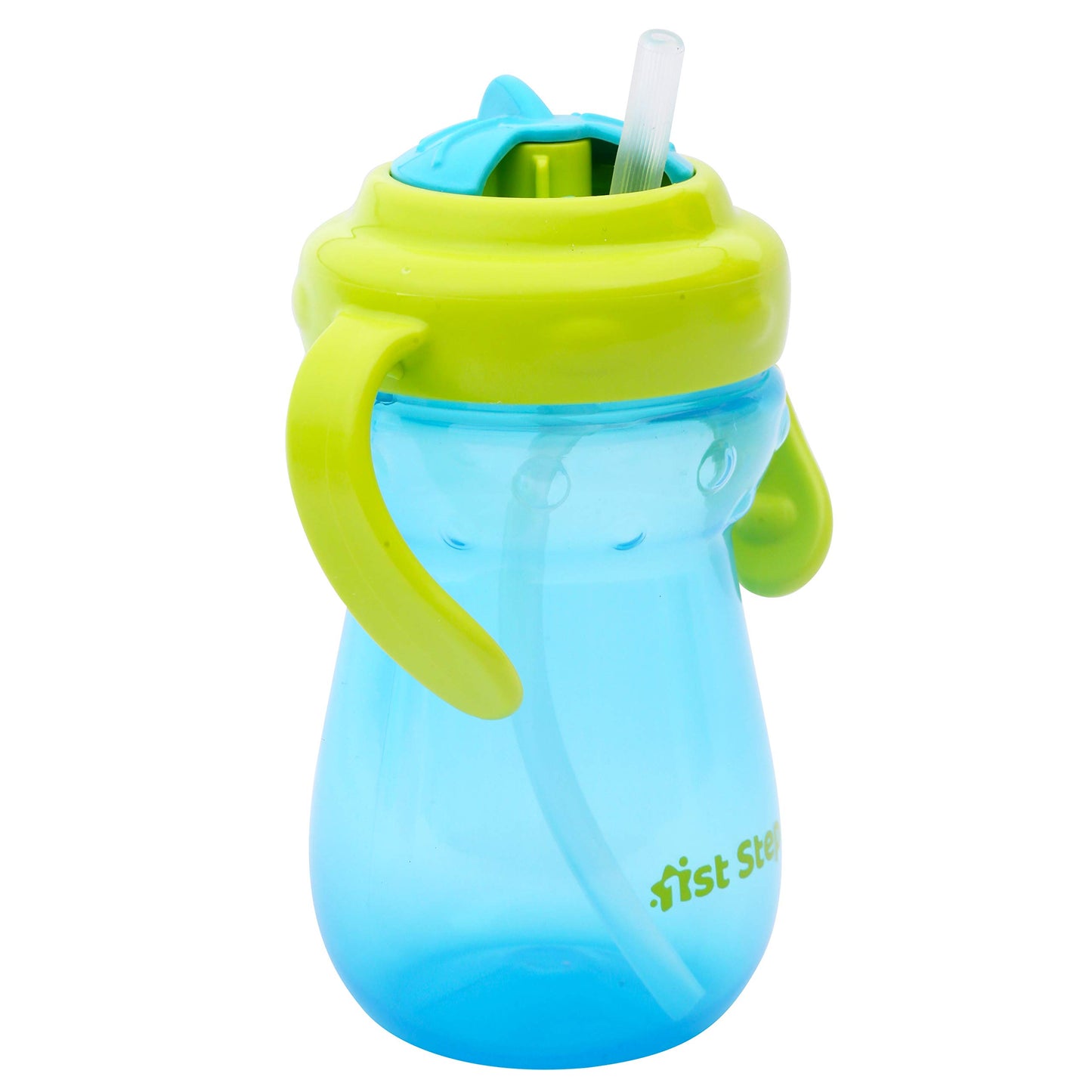 1st Step BPA Free Anti-Spill Soft Silicone Straw Baby Sipper Cup with Twin Handle- 360ml(Blue) - Mamadada
