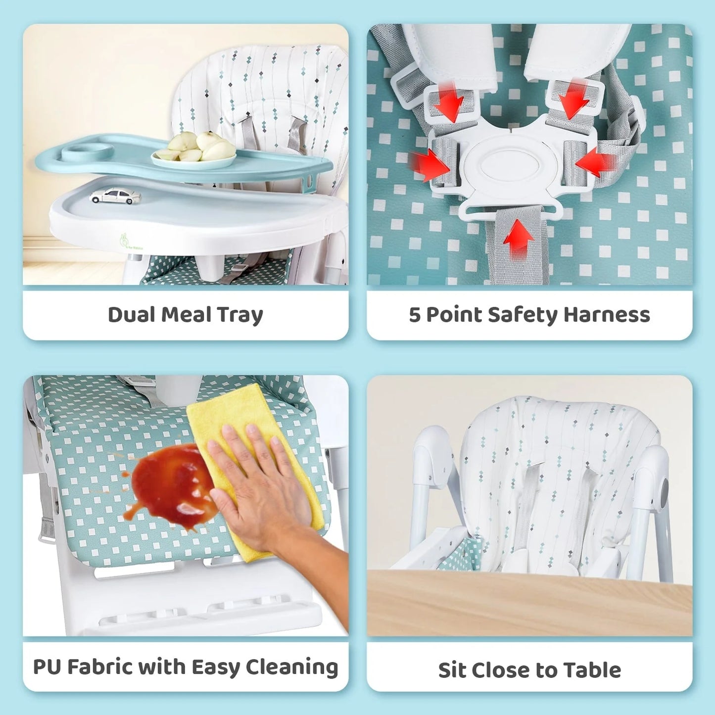 R for Rabbit Marshmallow Lite High Chair- Blue