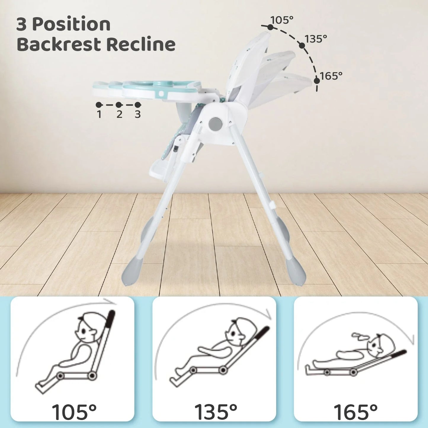 R for Rabbit Marshmallow Lite High Chair- Blue