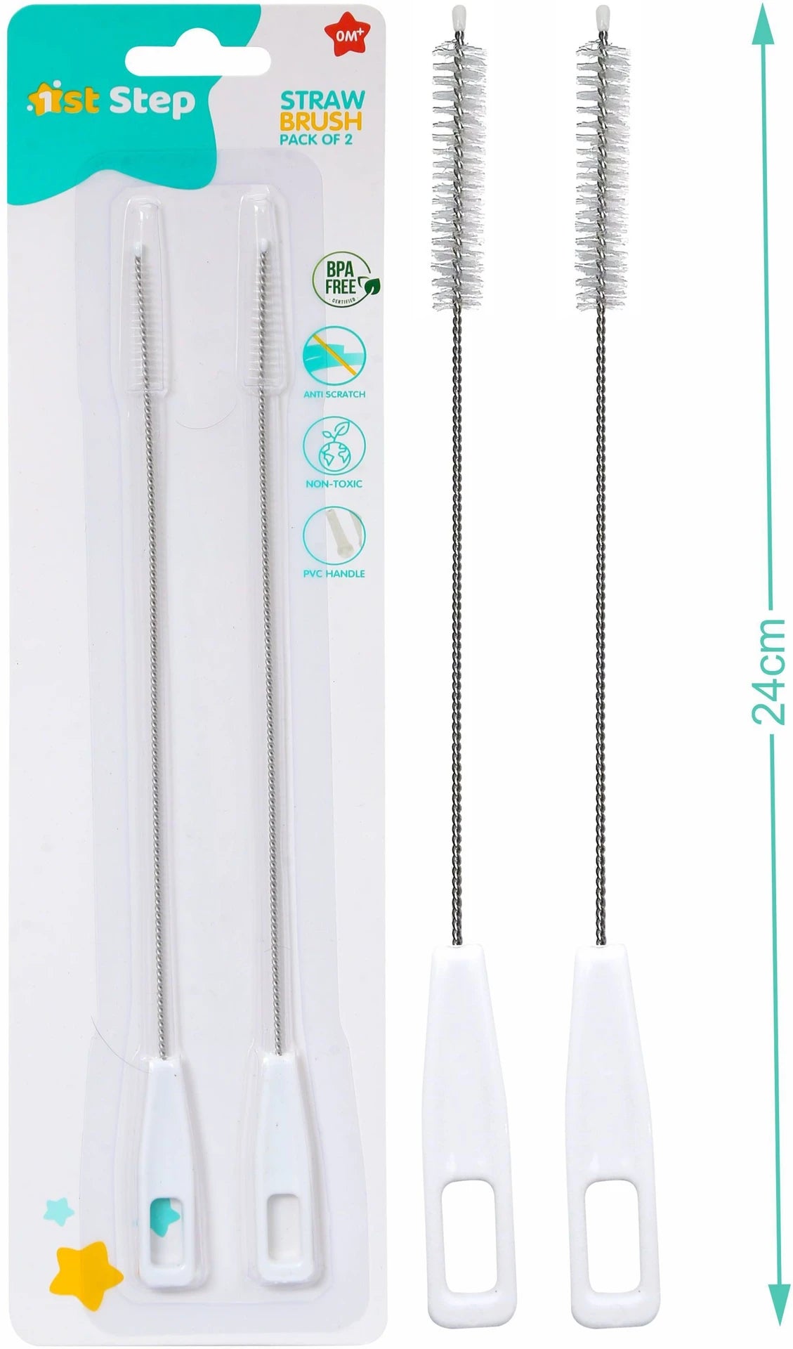 1st Step Straw Cleaning Brush With Handle - Pack Of 2 - White