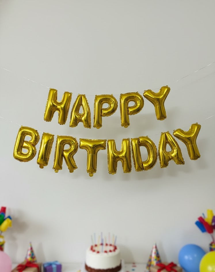 HAPPY BIRTHDAY Foil Balloon Banner – Gold