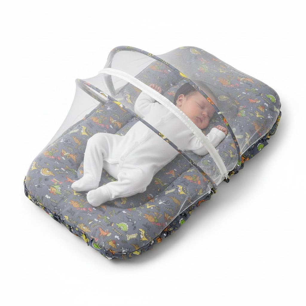 Baby Grey Mosquito Net Sleeping Bed