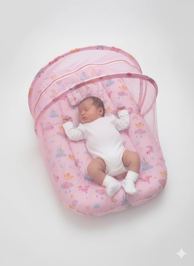 Baby Pink Mosquito Net Sleeping Bed