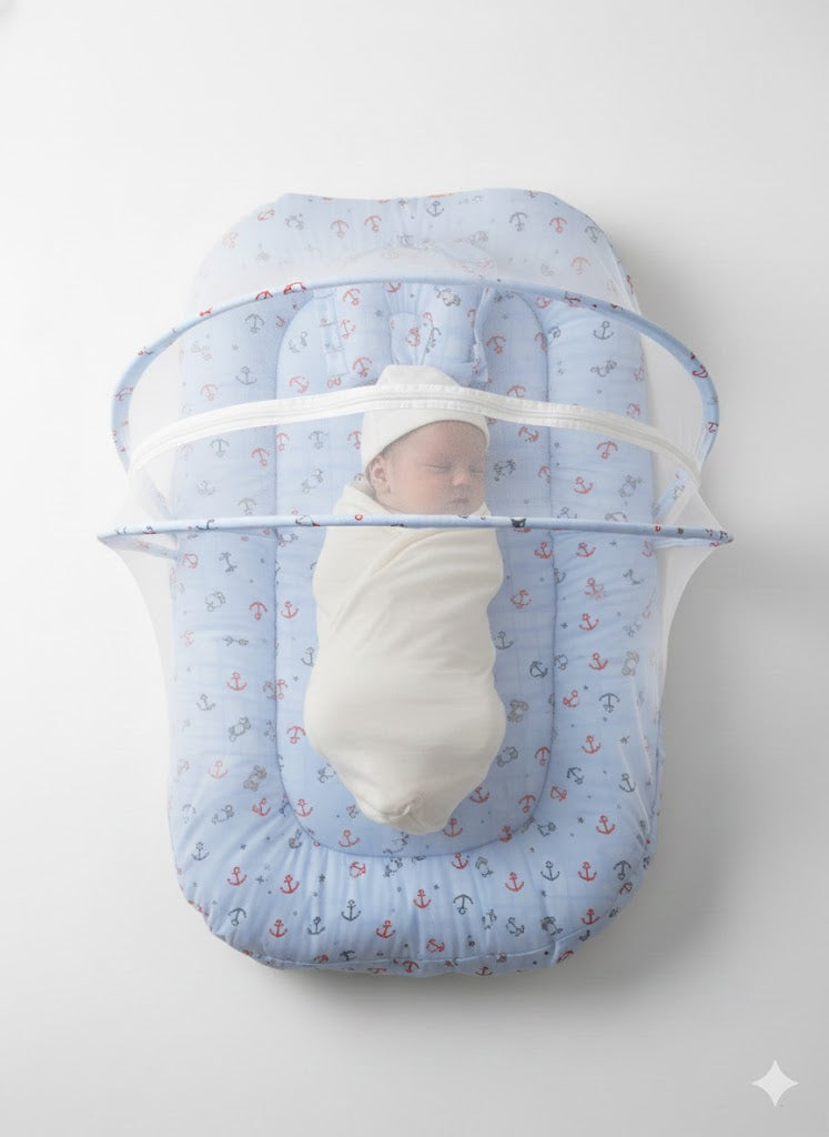 Baby Blue Mosquito Net Sleeping Mattress