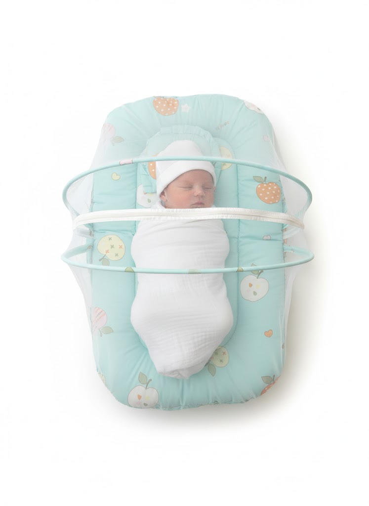 Baby Mint Printed Mosquito Net Bed
